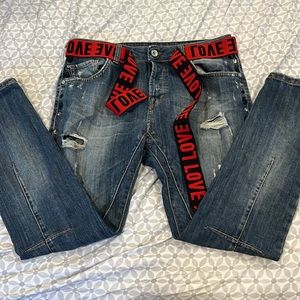 RJ Ripped Jeans With Sequins And Belt